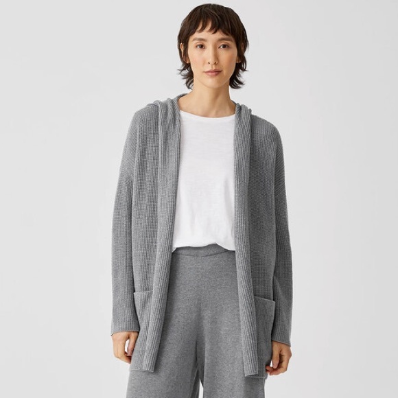 Eileen Fisher Sweaters - NWT Eileen Fisher Grey Hooded Cardigan